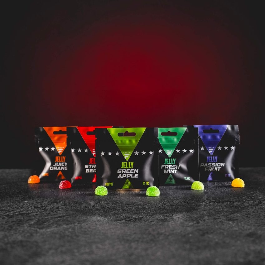 Prémium THF Jelly gyűjtői csomag – 6 darab gyümölcszselé modern THF formulával, öt különböző ízben, könnyű, diszkrét és kellemes használatra, kiegyensúlyozott hangulatra és relaxációra.