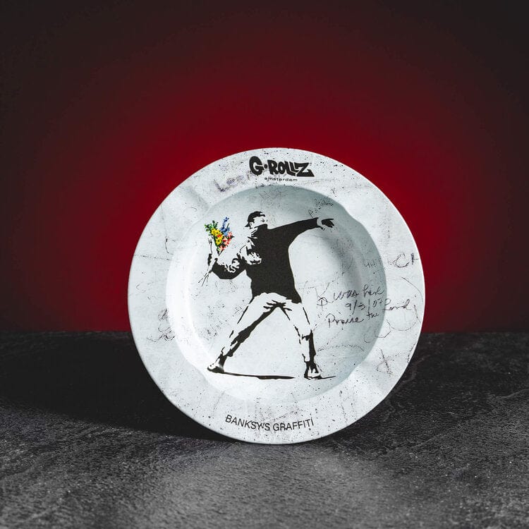 grollz alátét hamutartó virág fekete-fehér