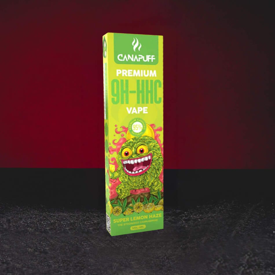 9H-HHC Vape Super Lemon Haze 95% 1ml – prémium eldobható vape citrusos citrom, trópusi gyümölcs és benzines aromával elegáns készülékben