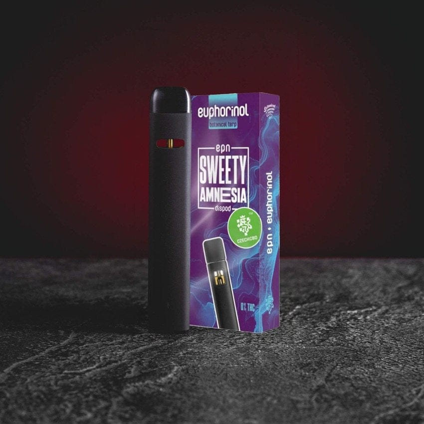 Prémium EPN Dispod 0,5 ml félszintetikus EPN kannabinoiddal, friss Sweety Amnesia strain aromaprofillal, eufórikus és könnyed mentális hatás szedatív tulajdonságok nélkül, egyszer használatos vape a Kratom Worldtől