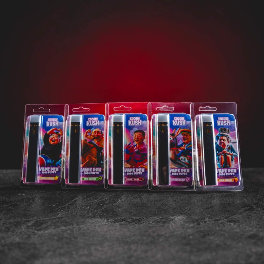 HEC10 Vape Pen ízkollekció: Cherry Sour, Cotton Candy, Kiwi Sorbet, Lemon Cheese és Maui Mango – modern HEC10 formulájú eldobható vape penek, markáns gyümölcsös és desszertes profilokkal, erős és strukturált gyűjtői hatással, egységes dizájnnal.