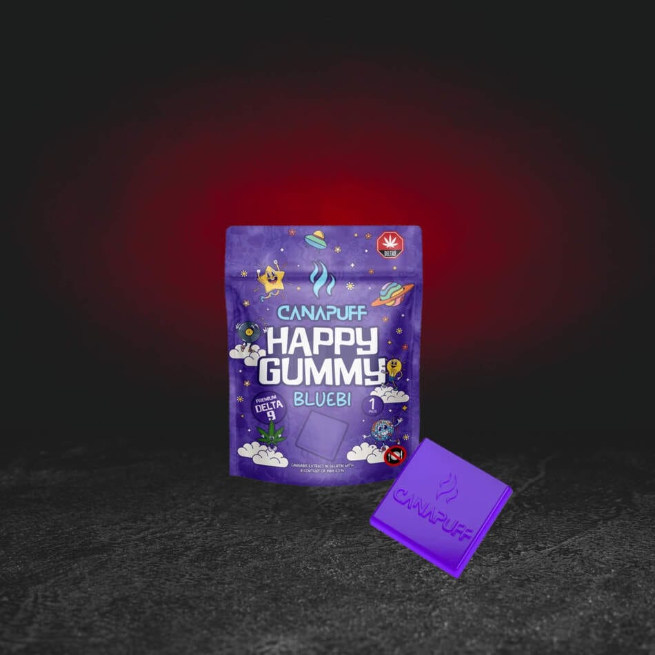 TH Happy Gummy Bluebi – prémium kenderzselé áfonyaízzel és TH kannabinoiddal, eredeti csomagolásban