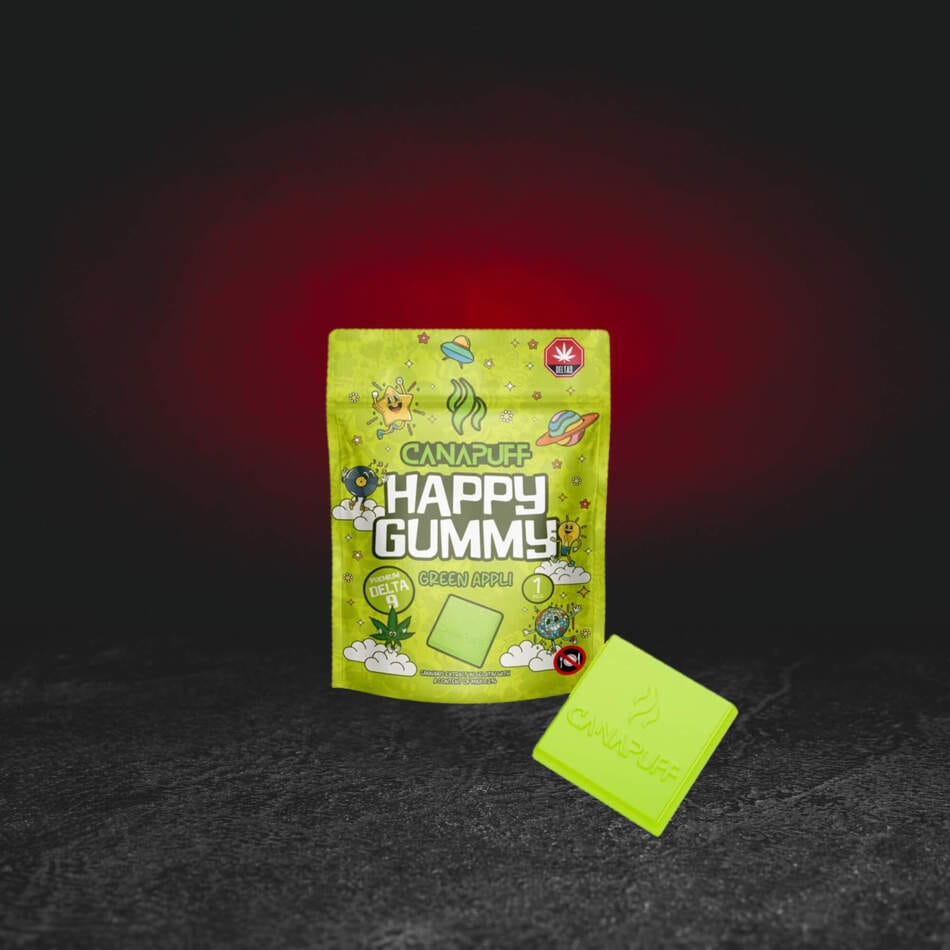 TH Happy Gummy Green Appli – prémium kenderzselé zöldalmaízzel és TH kannabinoiddal, eredeti csomagolásban