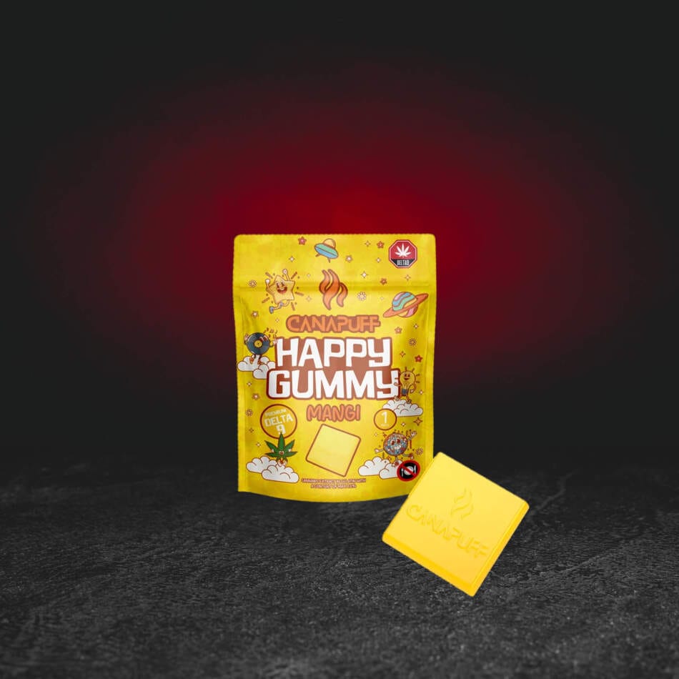 TH Happy Gummy Mangi – prémium kenderzselé mangóízzel és TH kannabinoiddal, eredeti csomagolásban