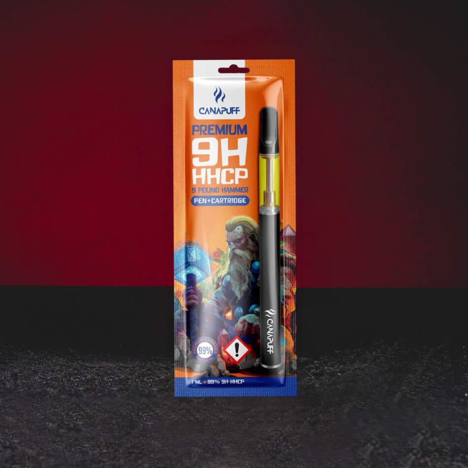 Vape Set 9H-HHCP 99% 1ml 9 Pound Hammer – modern vape set citrusos aromával, fenyő tónusokkal és enyhén fűszeres karakterrel