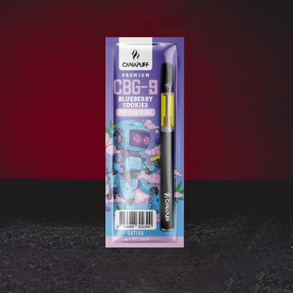 Vape Set CBG9 79% 1ml Blueberry Cookies – édes vape set áfonya, kekszes alap, fenyő és finom gyógynövényes menta tónusaival